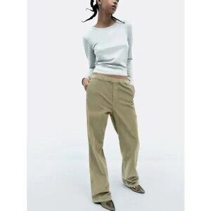 NEW Zara Corduroy High Waist Pull On Trousers 6